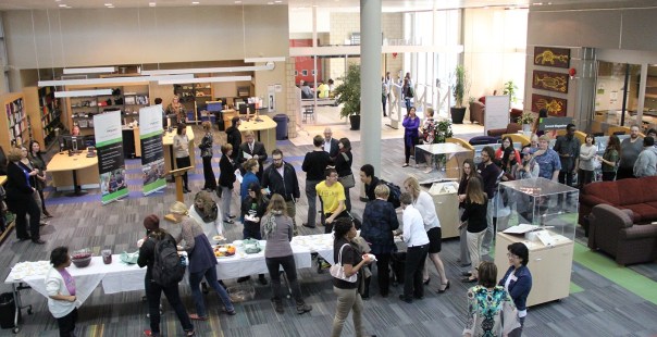 Grand opening celebrations for RDC Library’s “Single Service” desk included a short program followed by a LOT of cake!